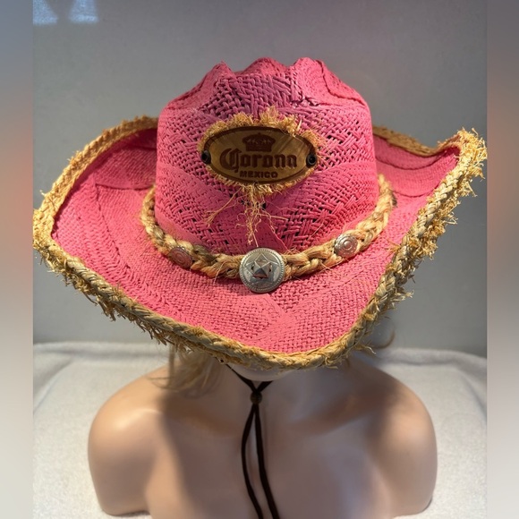 Coastal Cowgirl Corona Pink Western Straw Hat by TONPSOM | Size M - Picture 2 of 12